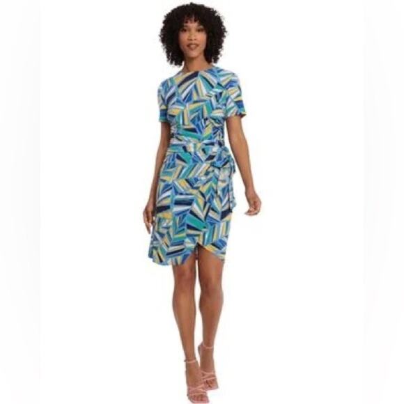 Maggy London Keyhole Dress Faux Wrap Size 10 - Picture 1 of 6